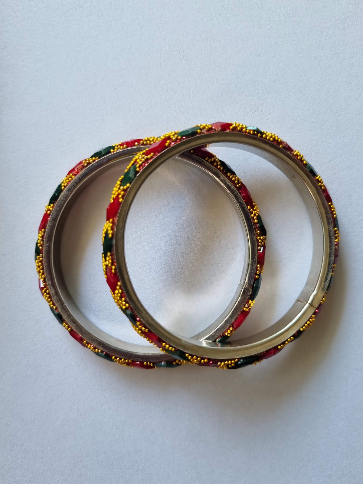 NIMBU | Festive Maroon Green Gold Kada Bangles