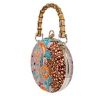 COCOONESE | Round Hard Case Bamboo Handle Bag - Kawung (BN)