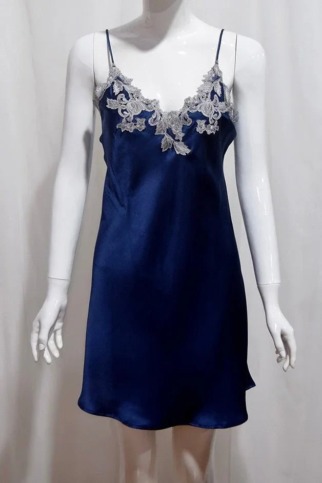 BELLS & BIRDS | Florentine Mulberry Silk Slip (Navy)