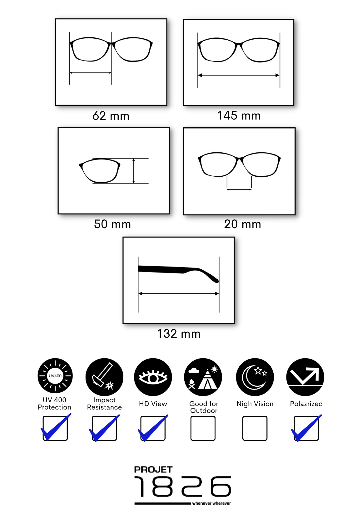 PROJET1826 | ACTON Polarized Sunglasses Black/Grey