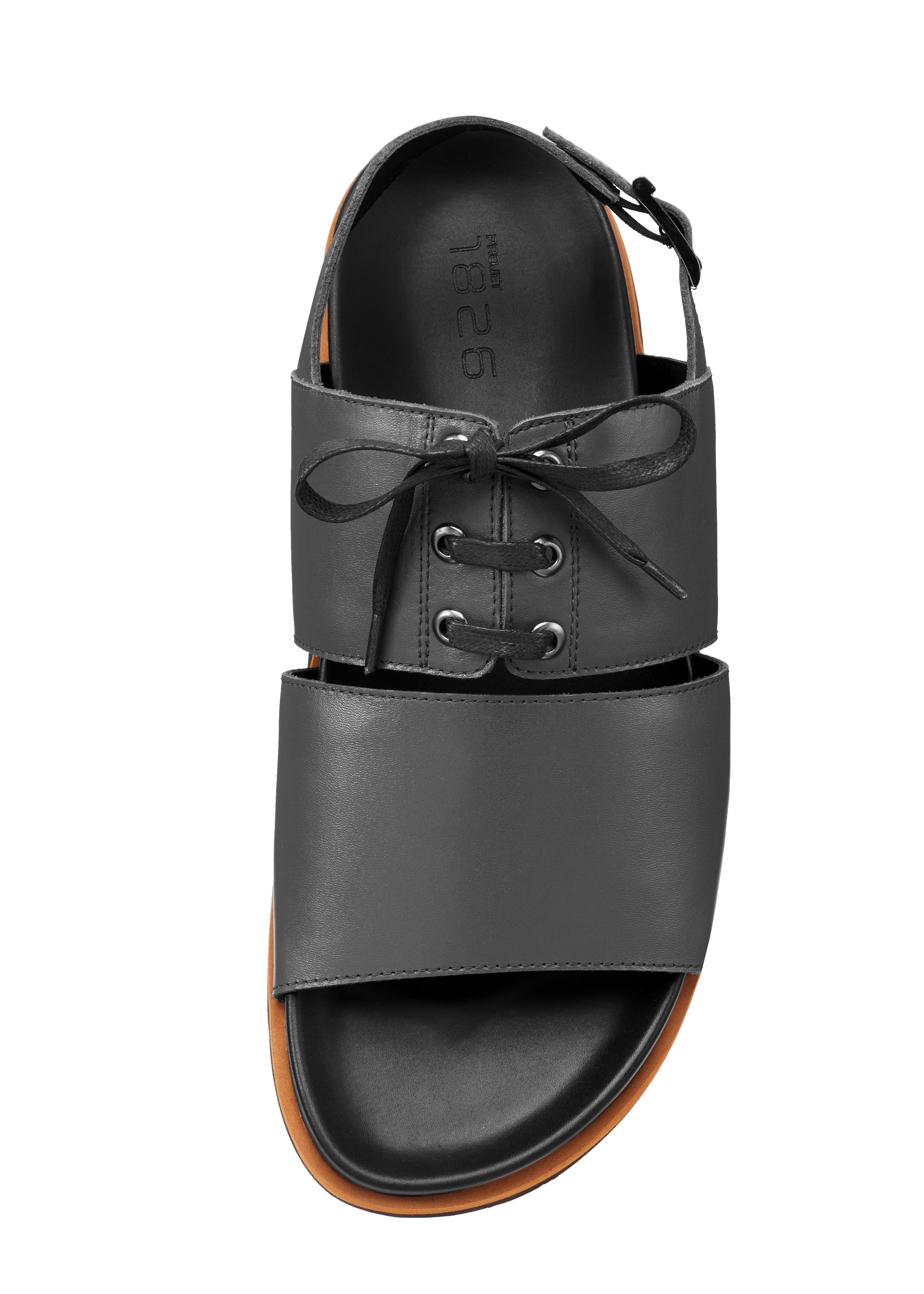 PROJET1826 | ENGELBERT Lace Up Leather Sandal Black