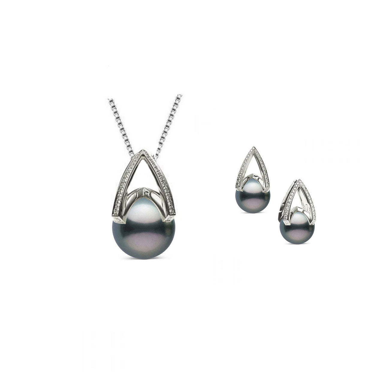 Elegant Saltwater Tahitian Pearl Set WS00007 - PEARLY LUSTRE