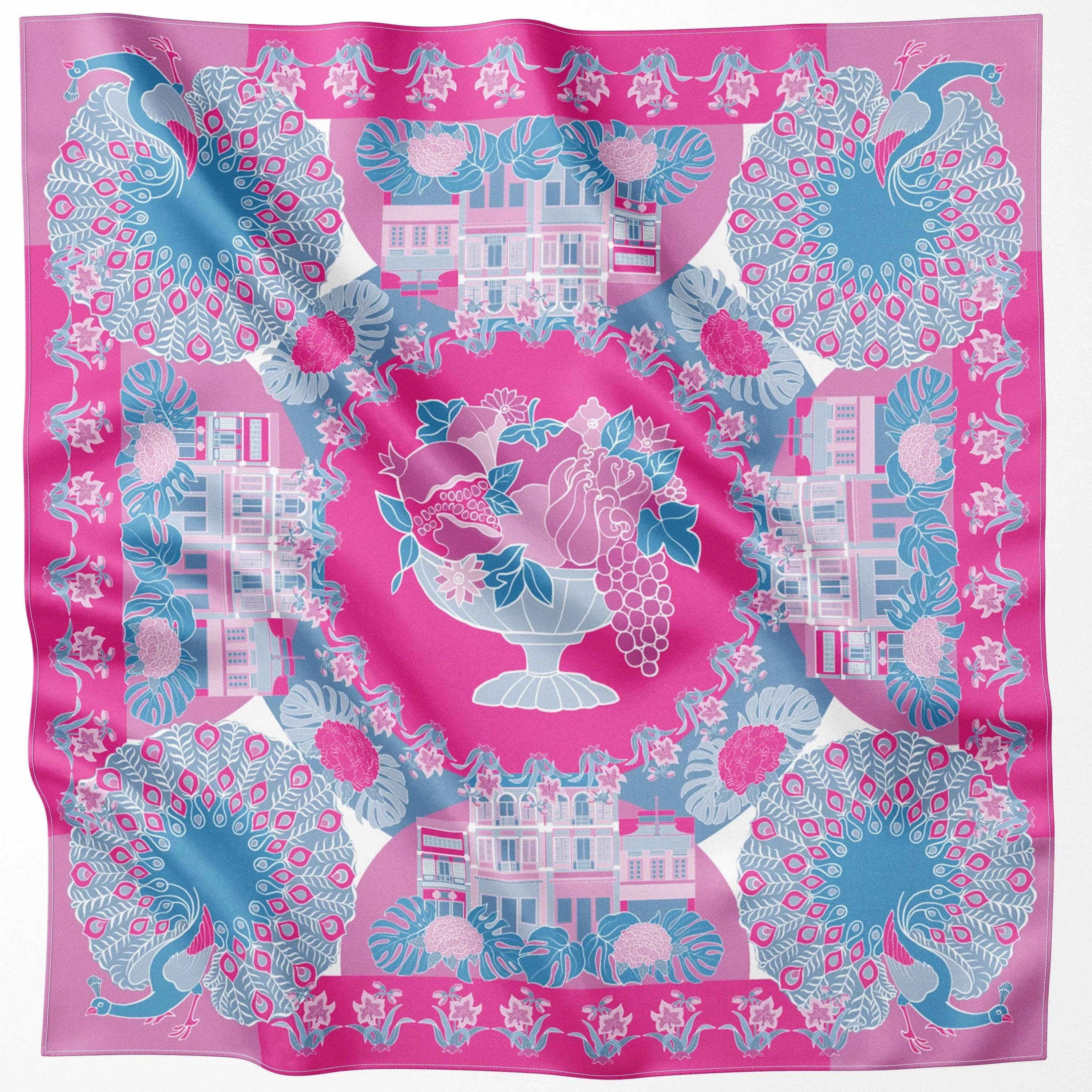 BINARY STYLE | Peranakan Epiphanies in Lilac 100% Premium Silk Scarf