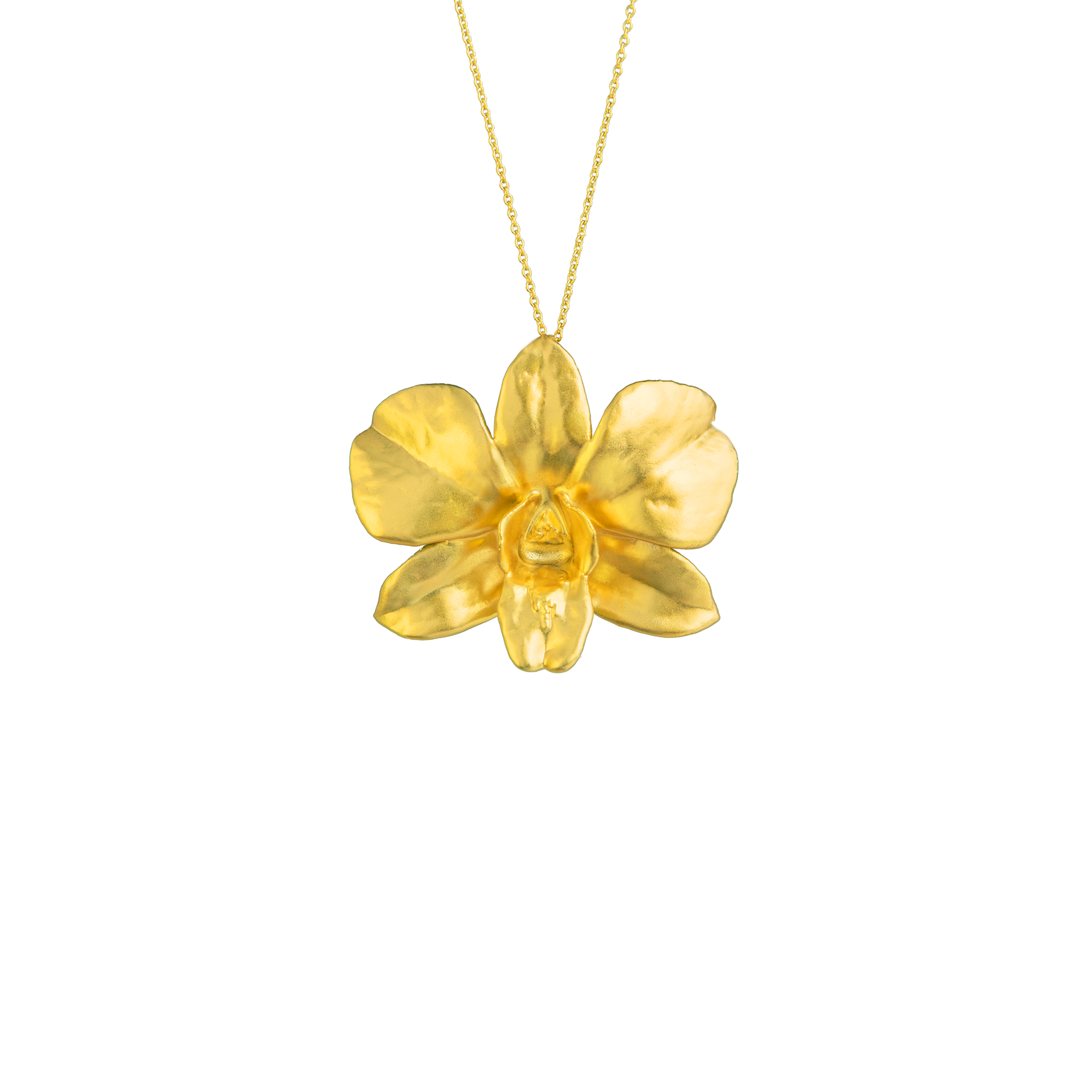 RISIS | Dendrobium Eleanor Chan Orchid Necklace cum Brooch in Gold