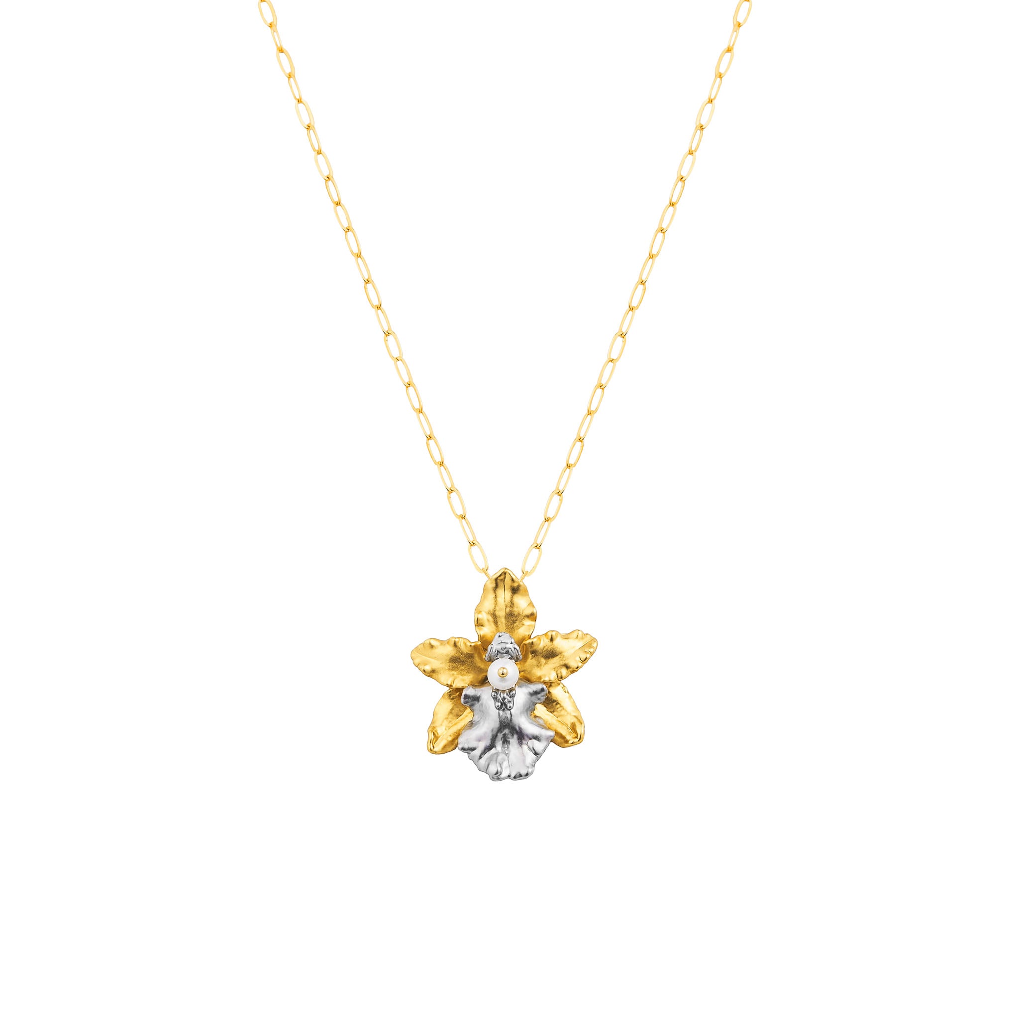 RISIS | Orchid Paperclip Necklace in Gold and Palladium