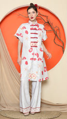 KANZI COLLECTION | Grey Floral Cheongsam Pant Set
