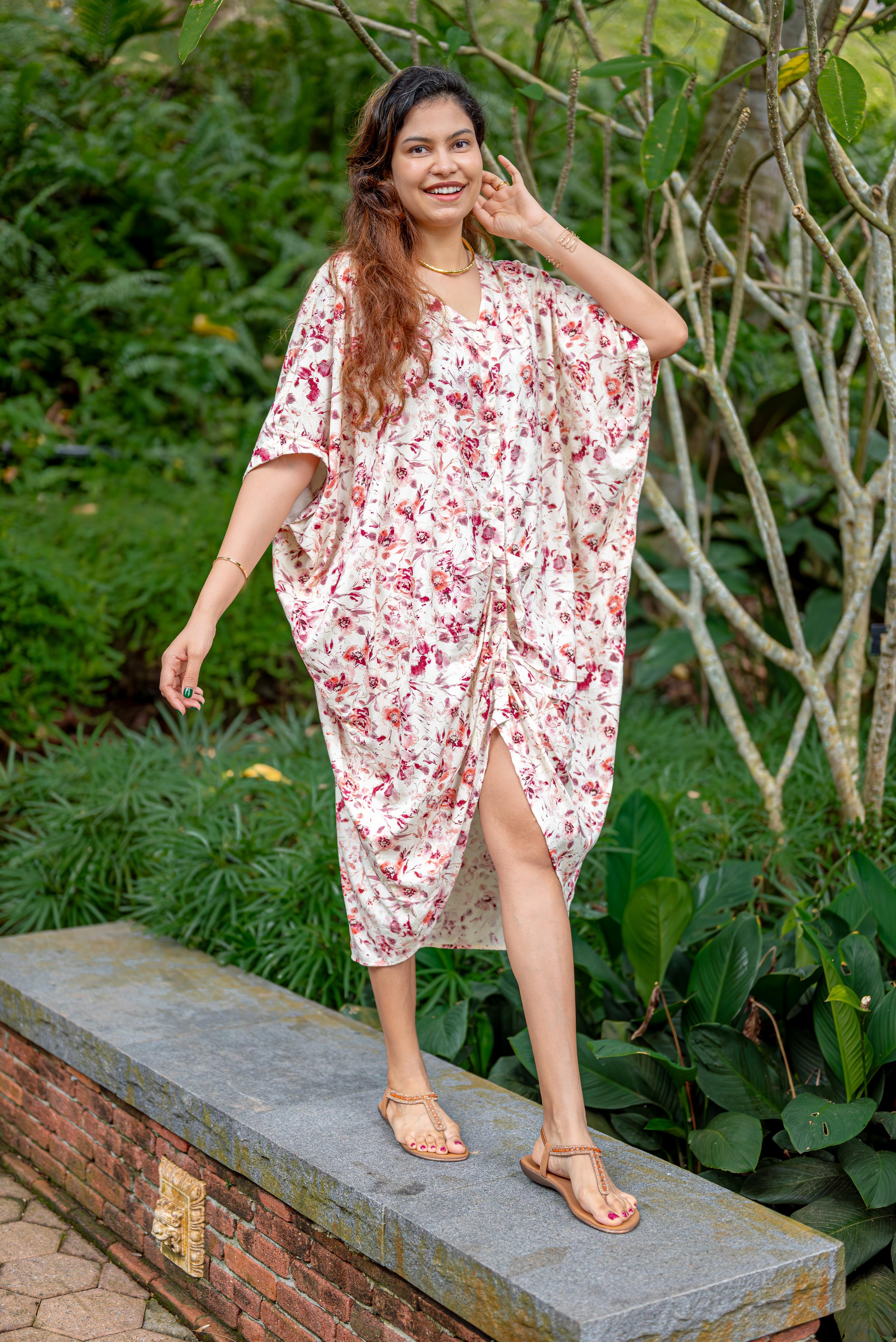 NIMBU | Mira Women's Off White Flowy Shirt Dress in Cotton