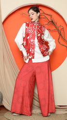 KANZI COLLECTION | Red Floral Side Button Vest With Pants Set