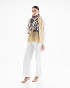 QUEENMARK | AN Assorted Lace Print Crystal Shawl Light Beige Blue Flower