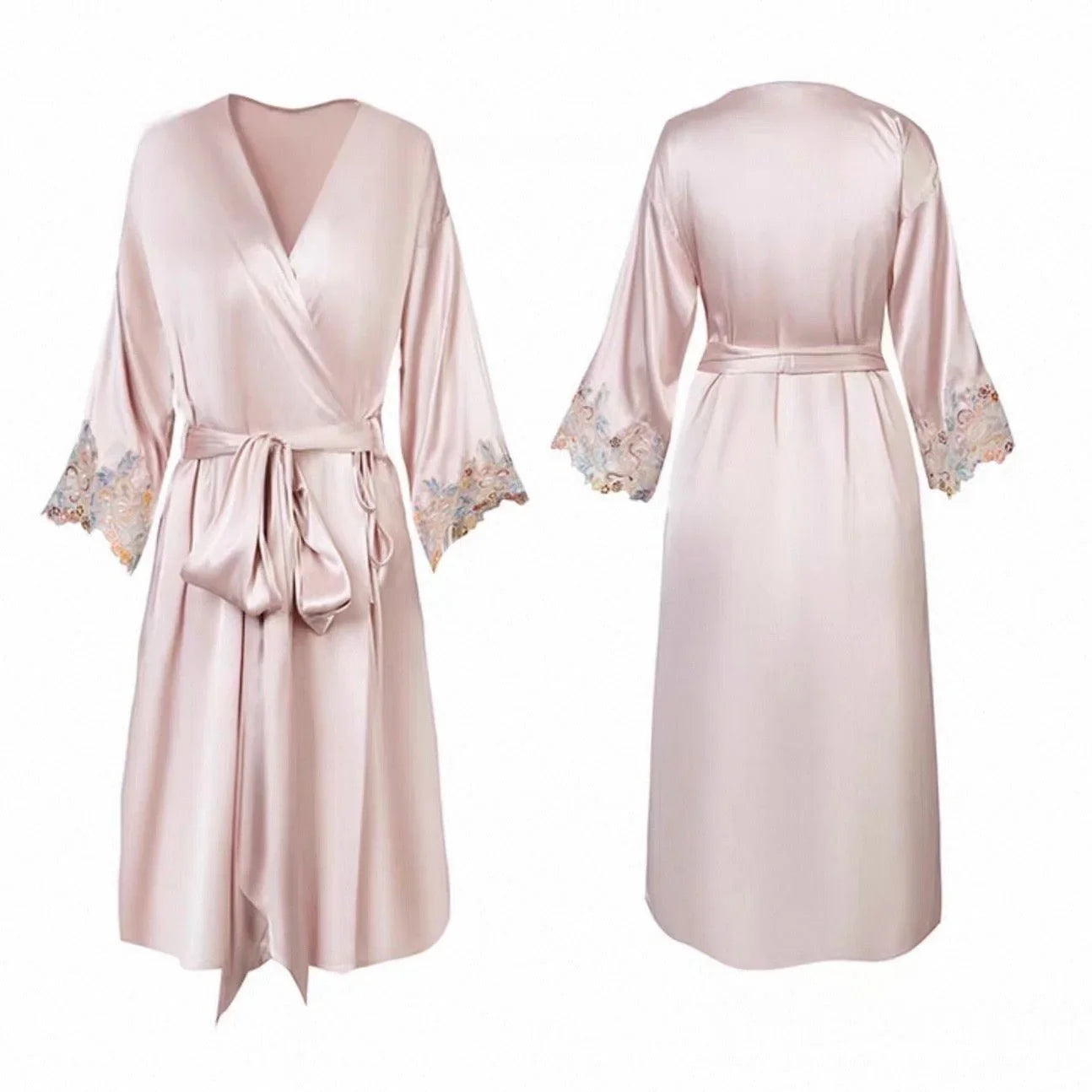 BELLS & BIRDS | Florentine Mulberry Silk Robe (Rose)