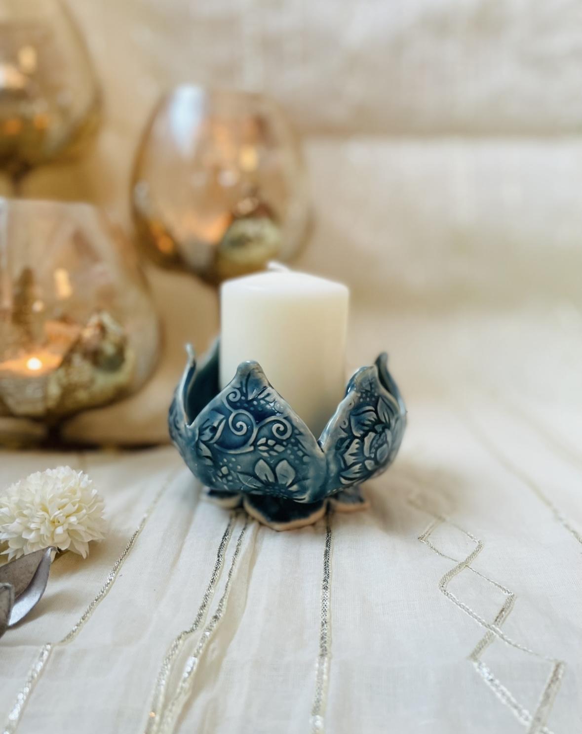 CERAMICS BY JAS | Handmade Ceramic Lotus Candle Holders