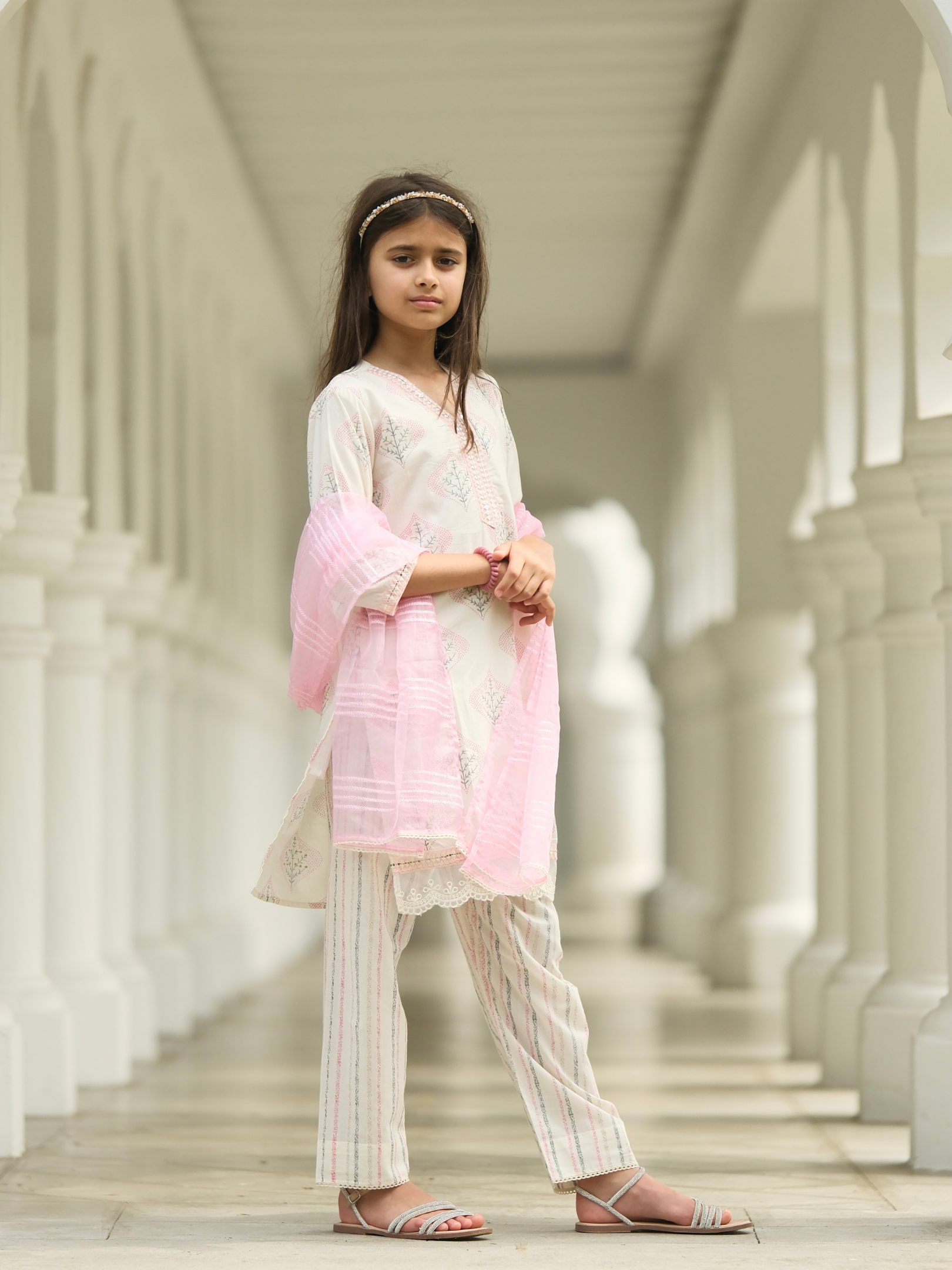 NIMBU | Gul Pink Girls Kurti With Pants Set In Cotton