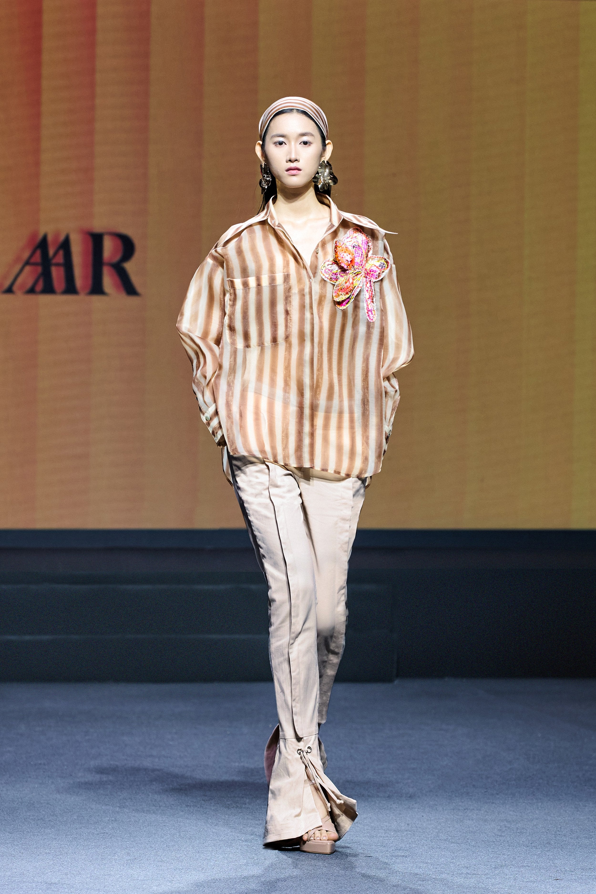 KHAAR | Stripes Floral Oversized Shirt