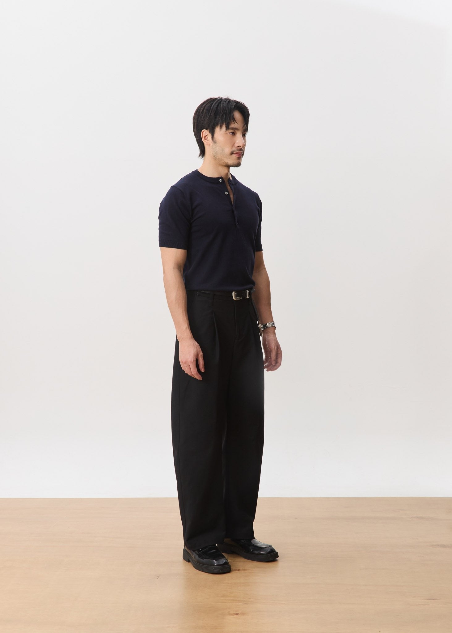 HOUSE OF HOUSE OF ANON PTE. LTD. | Sven Henley Knit Short Sleeve Top