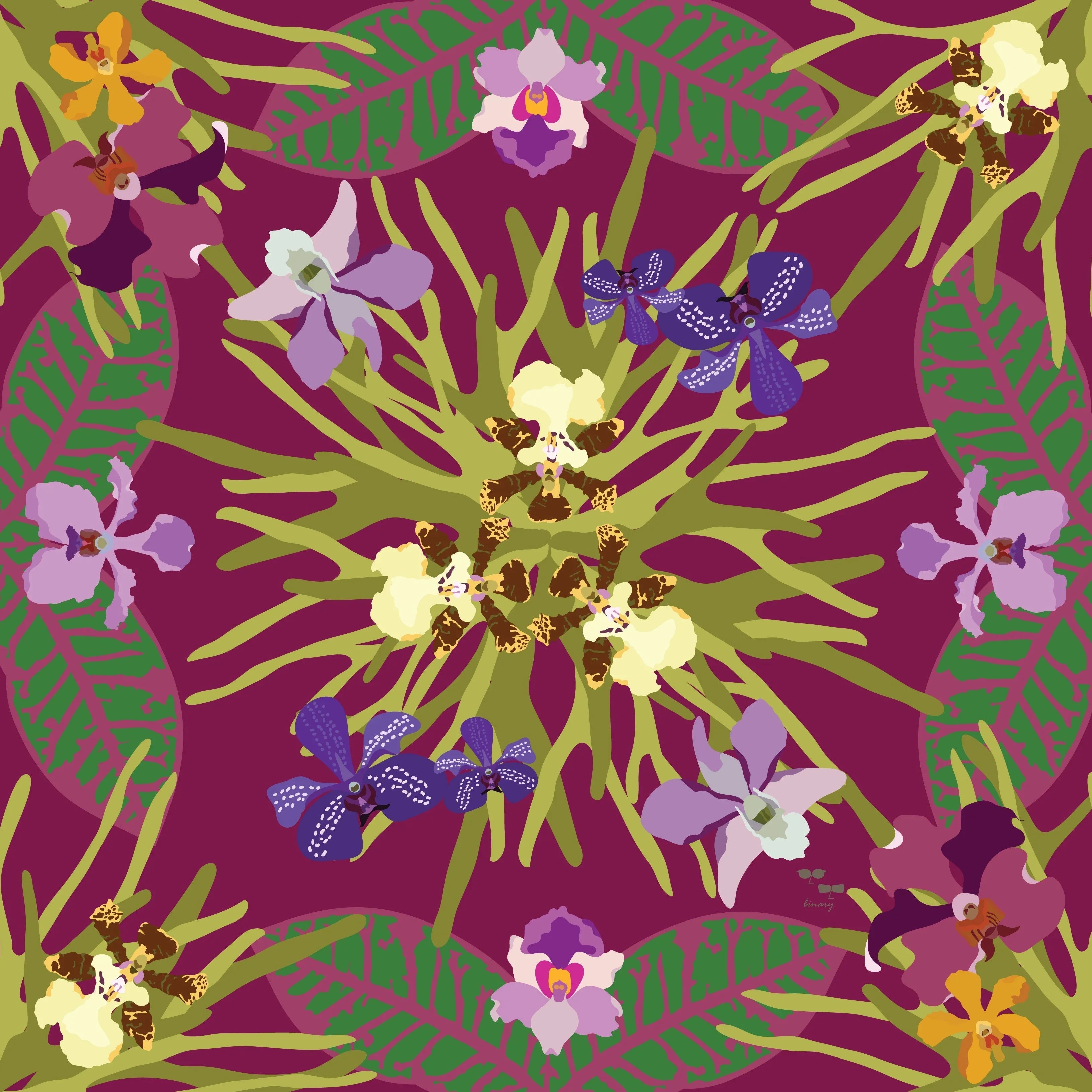 BINARY STYLE | Ochidea Silk Square Scarf 87x87cm
