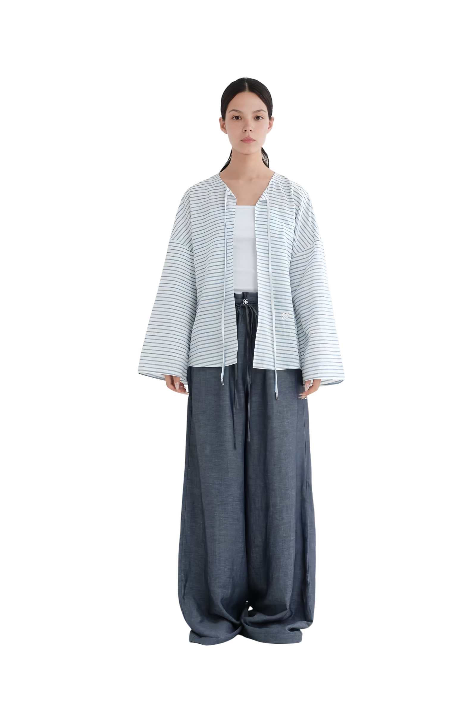 LAYERPLAN | Vinn Front Tie Line Jacket - Stripe