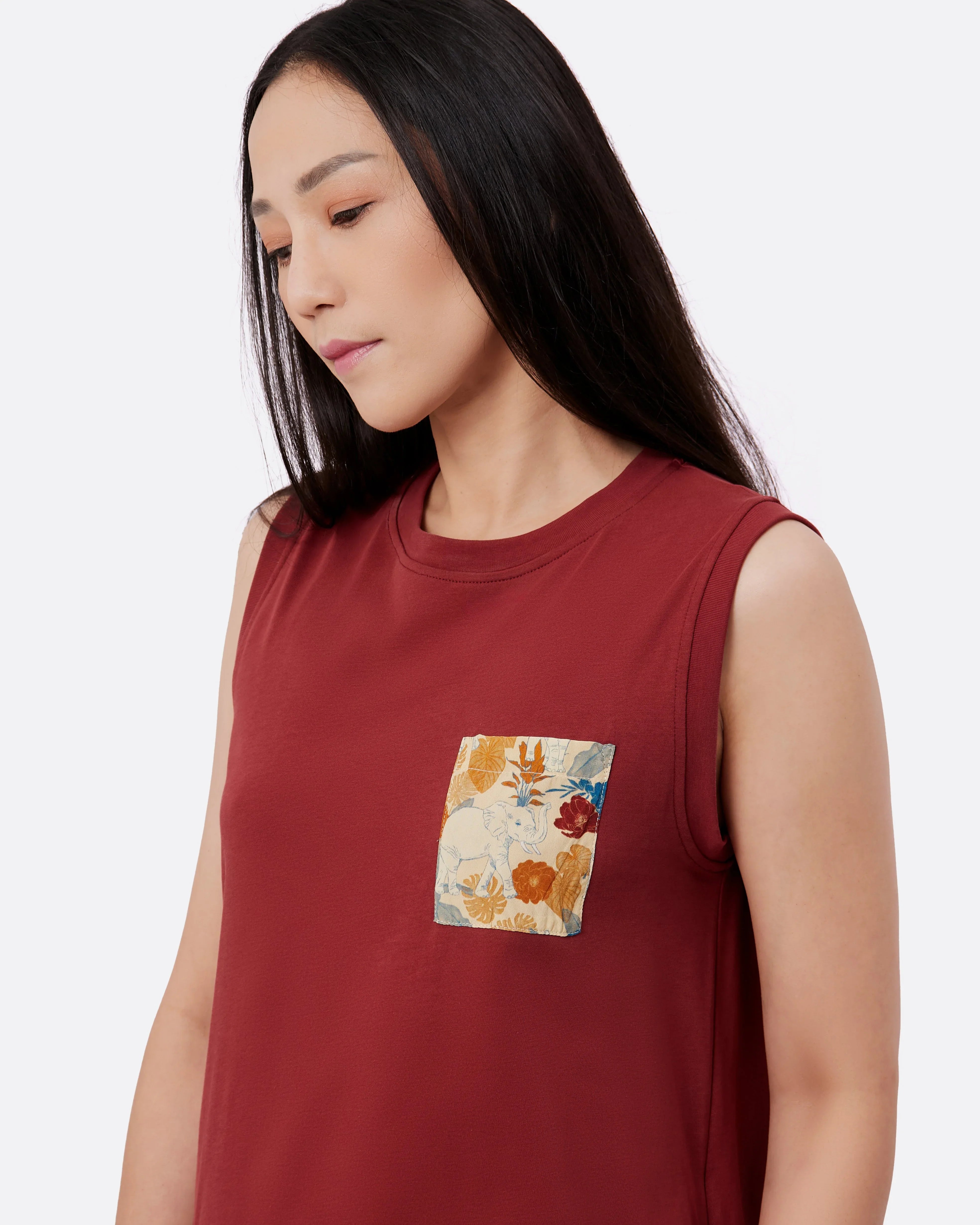 STUDIO QILING | Russet Cotton Jersey Tank Dress