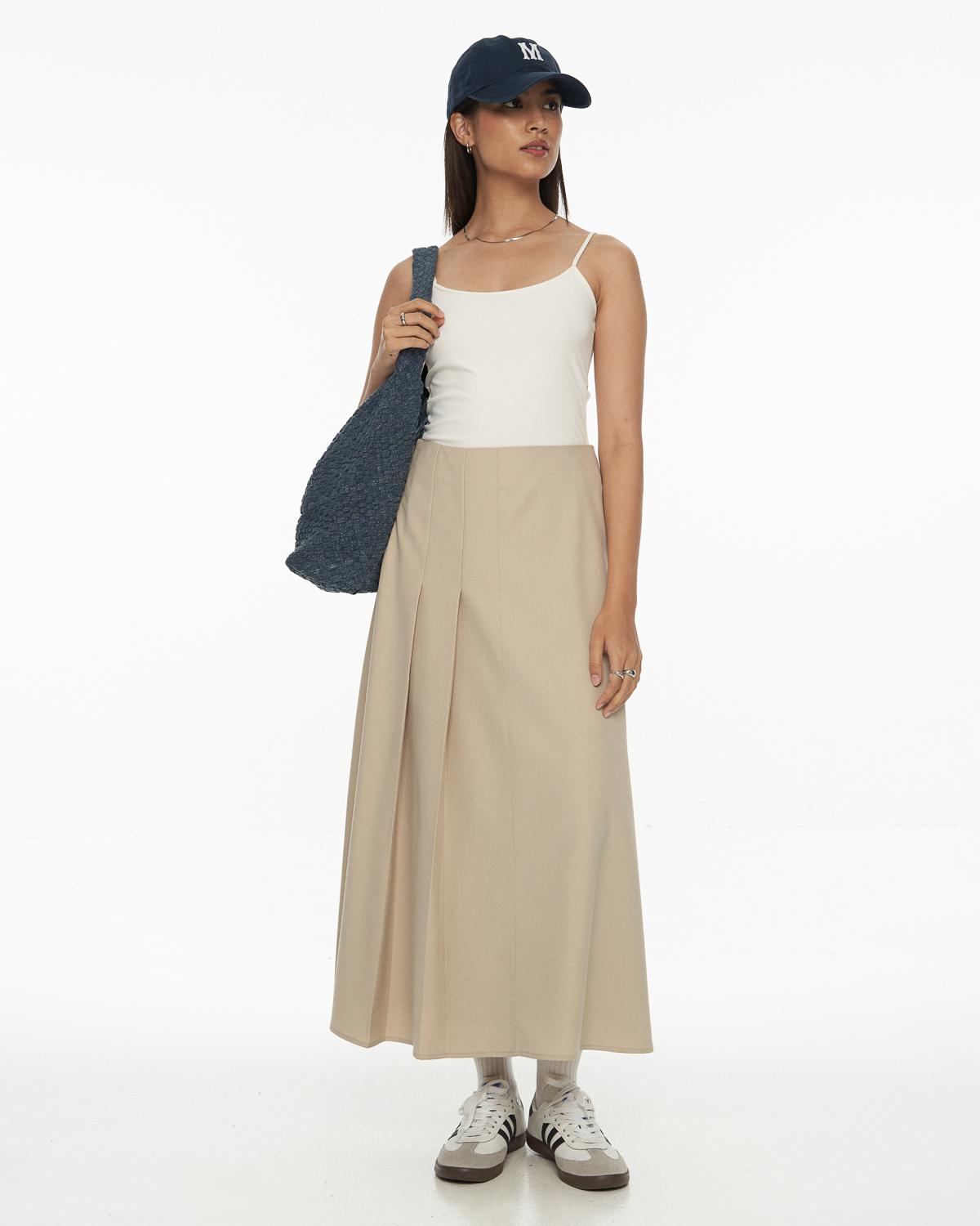 DRESSINGPAULA | Structured Twill Pleated Midi Skirt