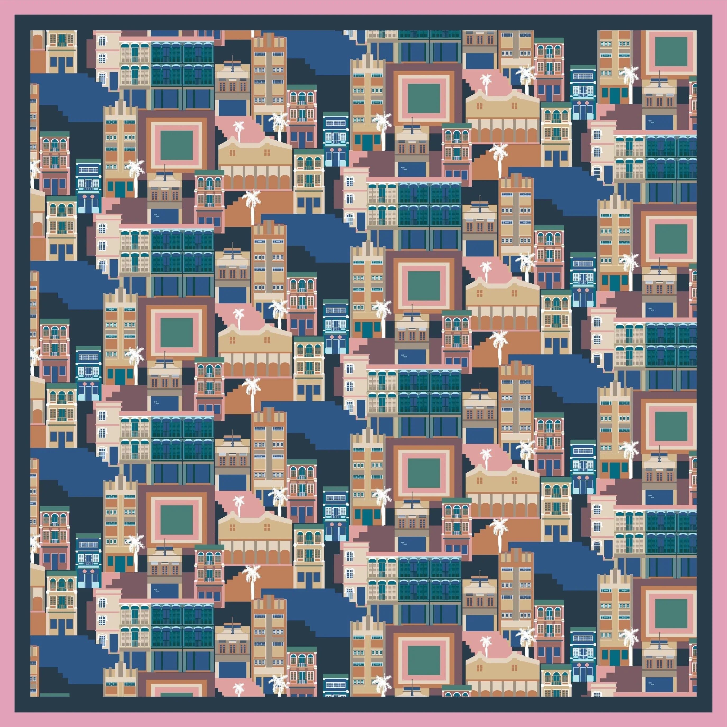 BINARY STYLE | Shophouses of Singapore Silk Scarf