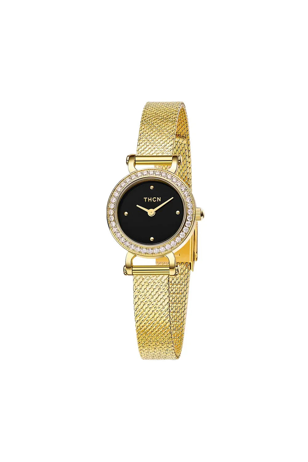 BLACK BY BLUE BRAVE | THCN C· I Reflection Black Dial Gold Mesh Band Watch