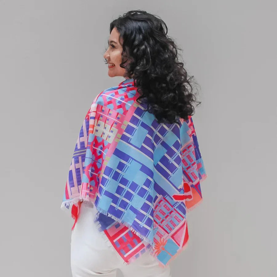 BINARY STYLE | Singapore In Technicolours 115x115cm Square Scarf