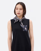 STUDIO QILING | Peranakan Orchid Navy Ink Double Side Silk Scarf 65