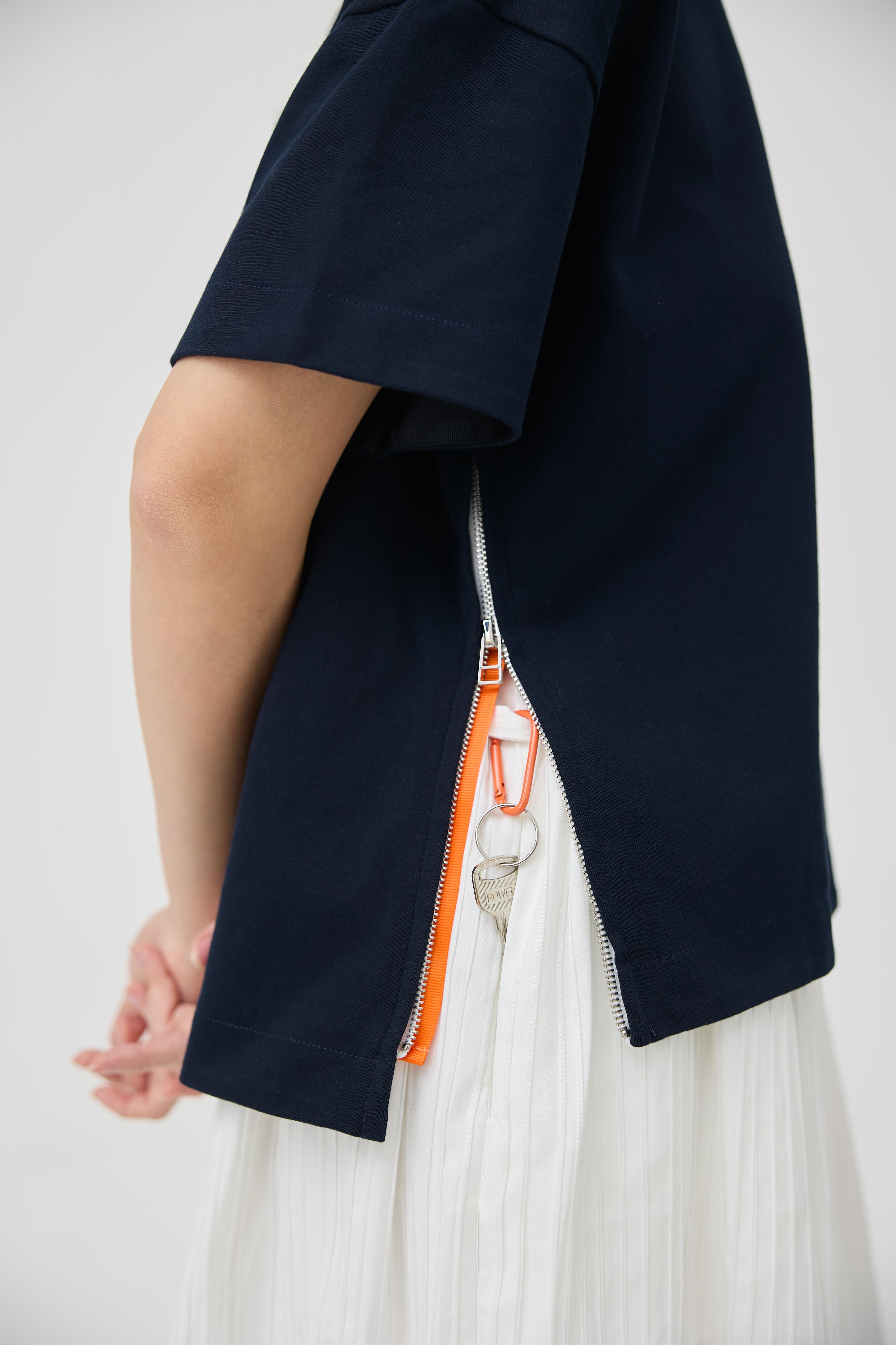 3EIGHTH | Sokko Zip Tee In Navy