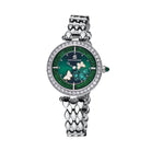 BLACK BY BLUE BRAVE | Butterfly Lovers 34mm Green Dial Moving Butterfly Hands Silver Bracelet Watch