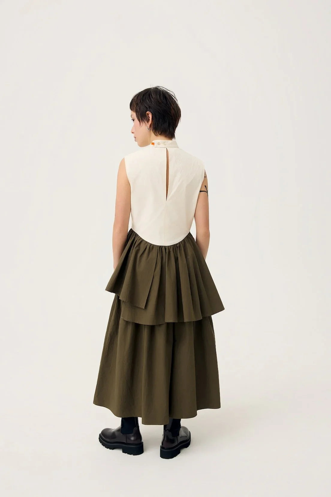 3EIGHTH | Ukabu Dress in Olive & Cream