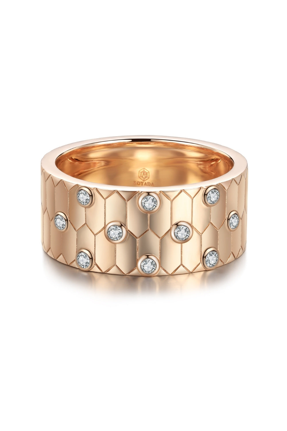 CREATIVE JEWELLERY STUDIO | 18k Rose Gold & Diamond Honeycomb Bold Ring by Royada Jewelry