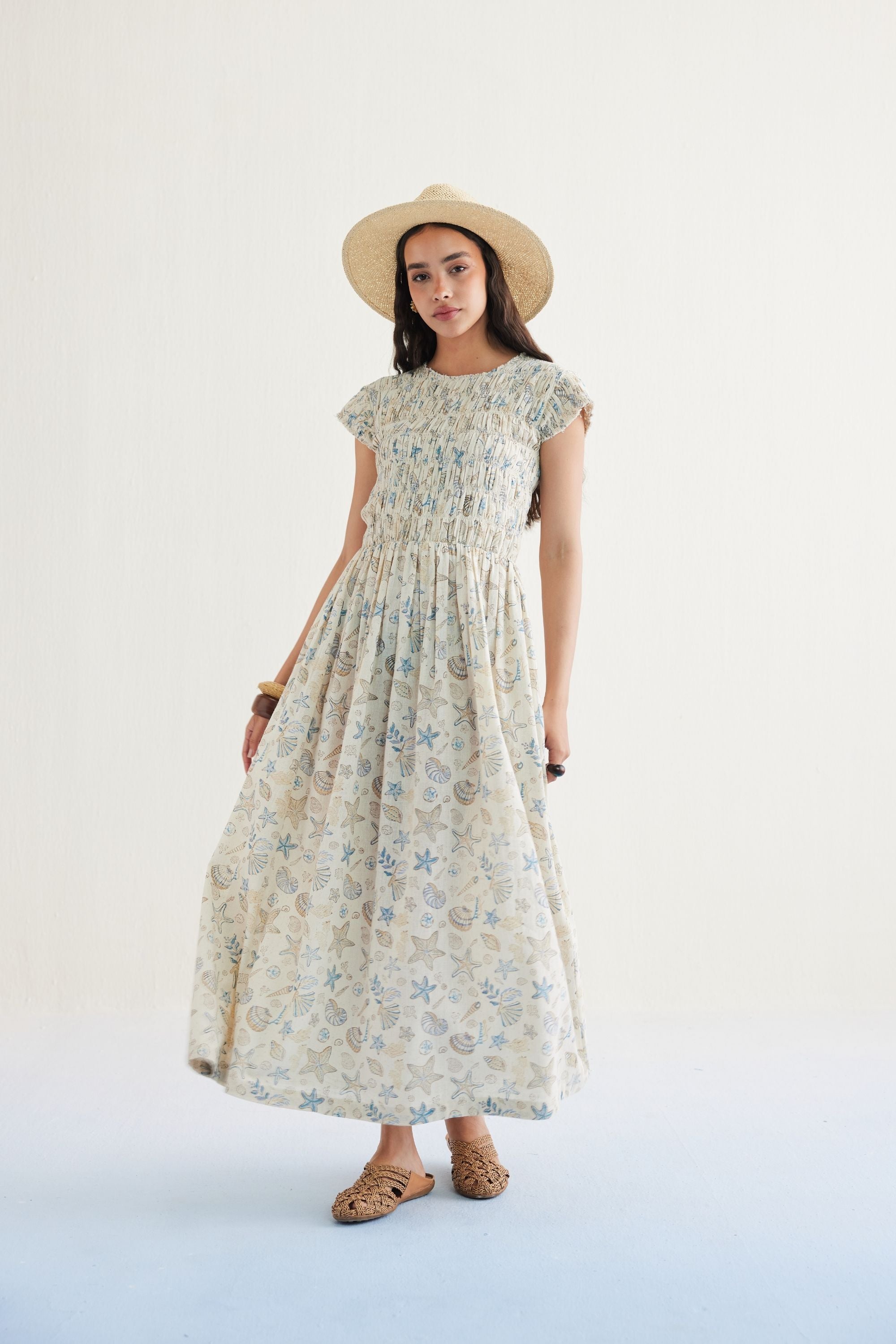 SUI | Pearly Ocean Handwoven Kala Cotton Maxi Dress