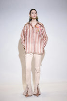KHAAR | Stripes Floral Oversized Shirt