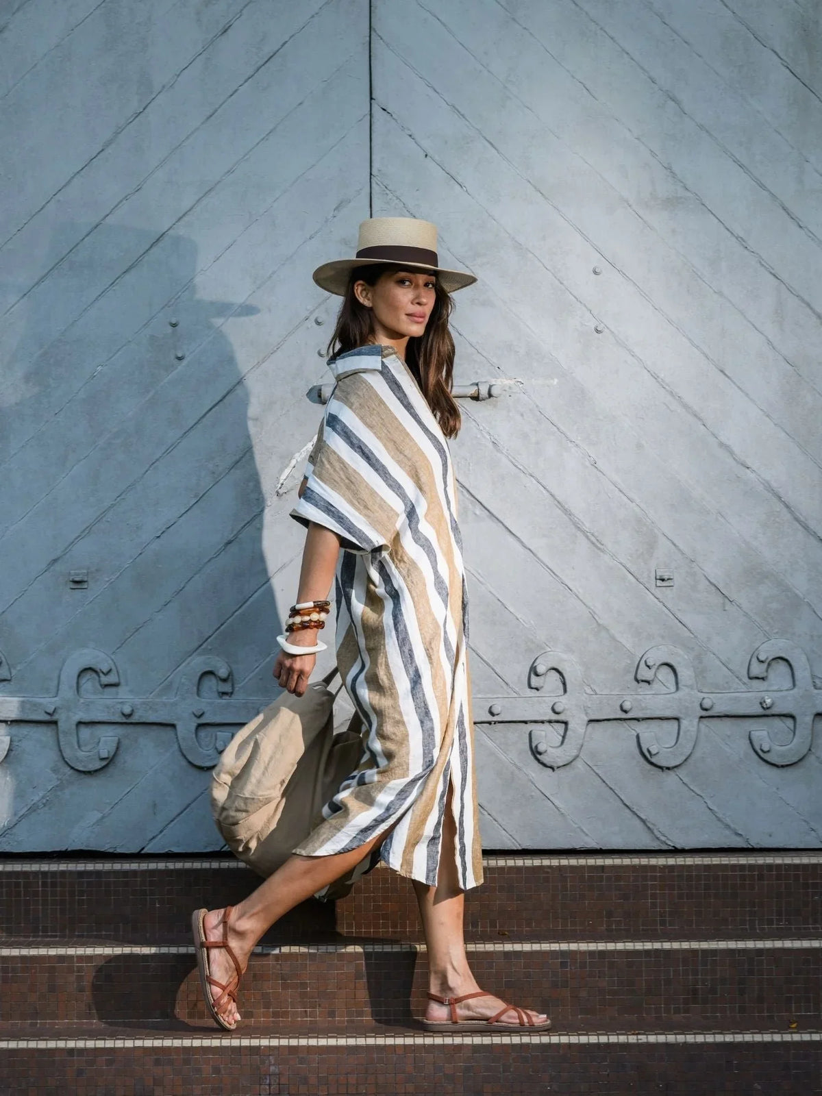 EDITION LIMITEE SINGAPORE | Shirt Dress Long | Charcoal Stripes