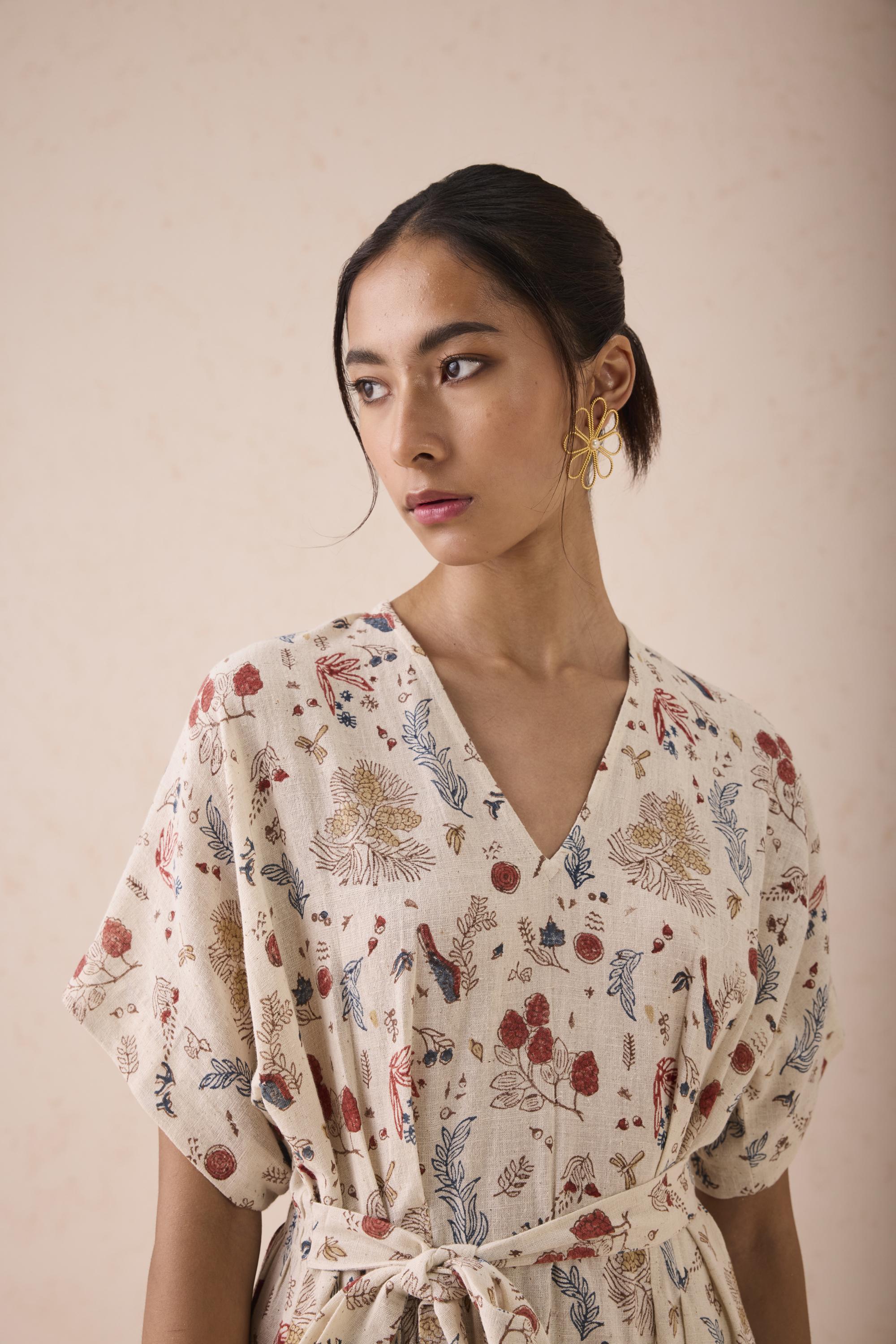 SUI | Forest Bloom Handwoven Kala Cotton Maxi Dress