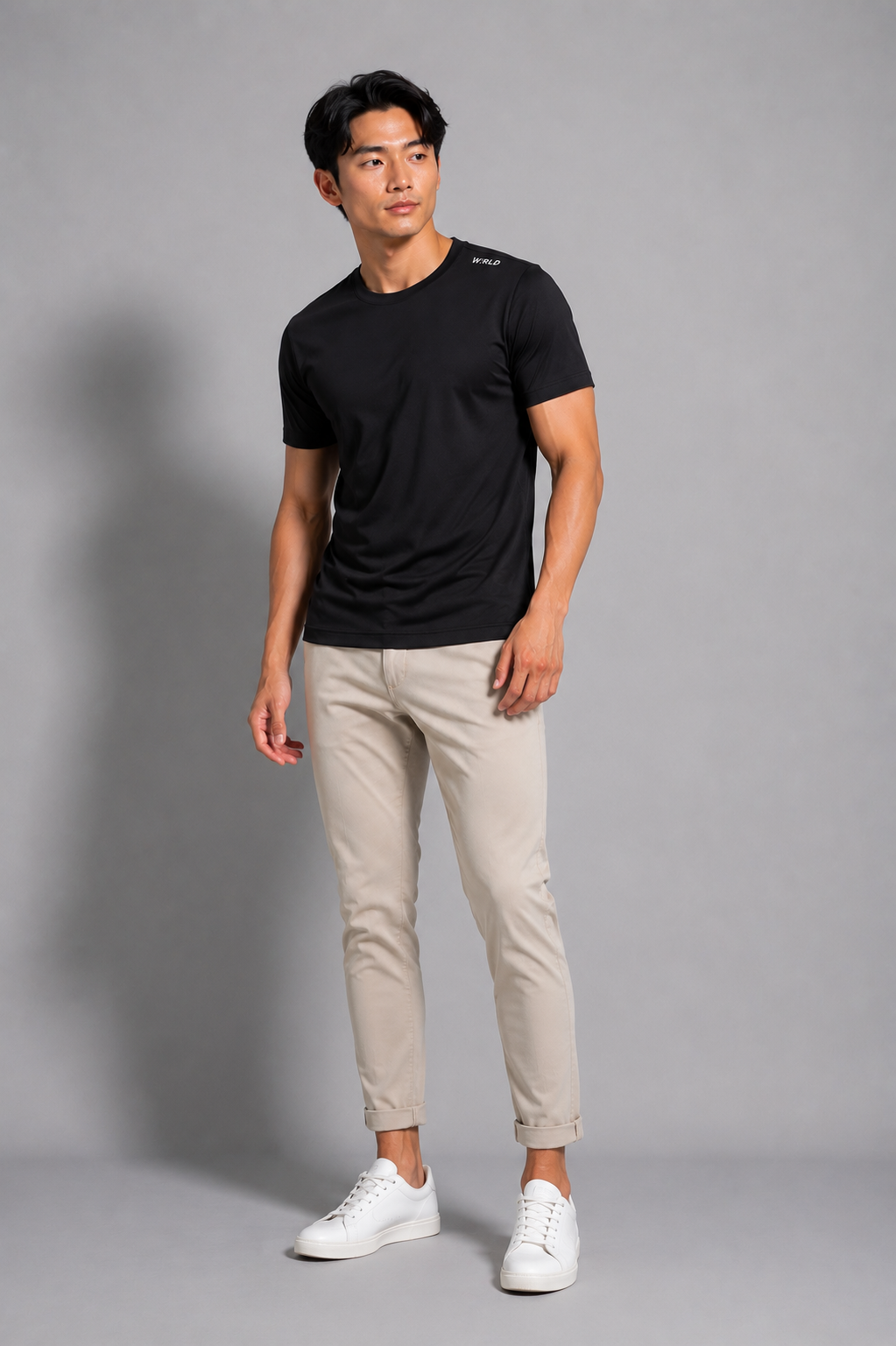 WRLD | RIDGE LOGO ROUND NECK TEE | BLACK