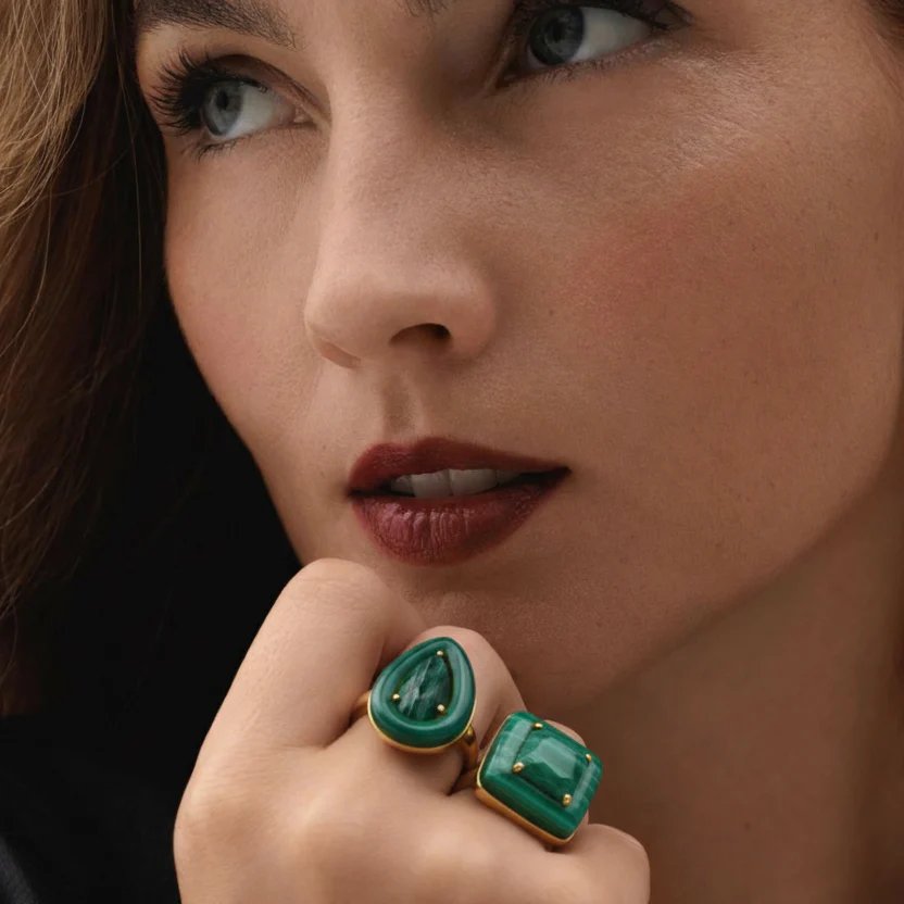 BOHEME BY VERO | Drops Ring | Malachite & Green Onyx