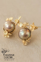 CREATIVE JEWELLERY STUDIO | Detachable Baroque Edison Pearl, Gold Plated Silver Earrings by Satine Gems Jewelry
