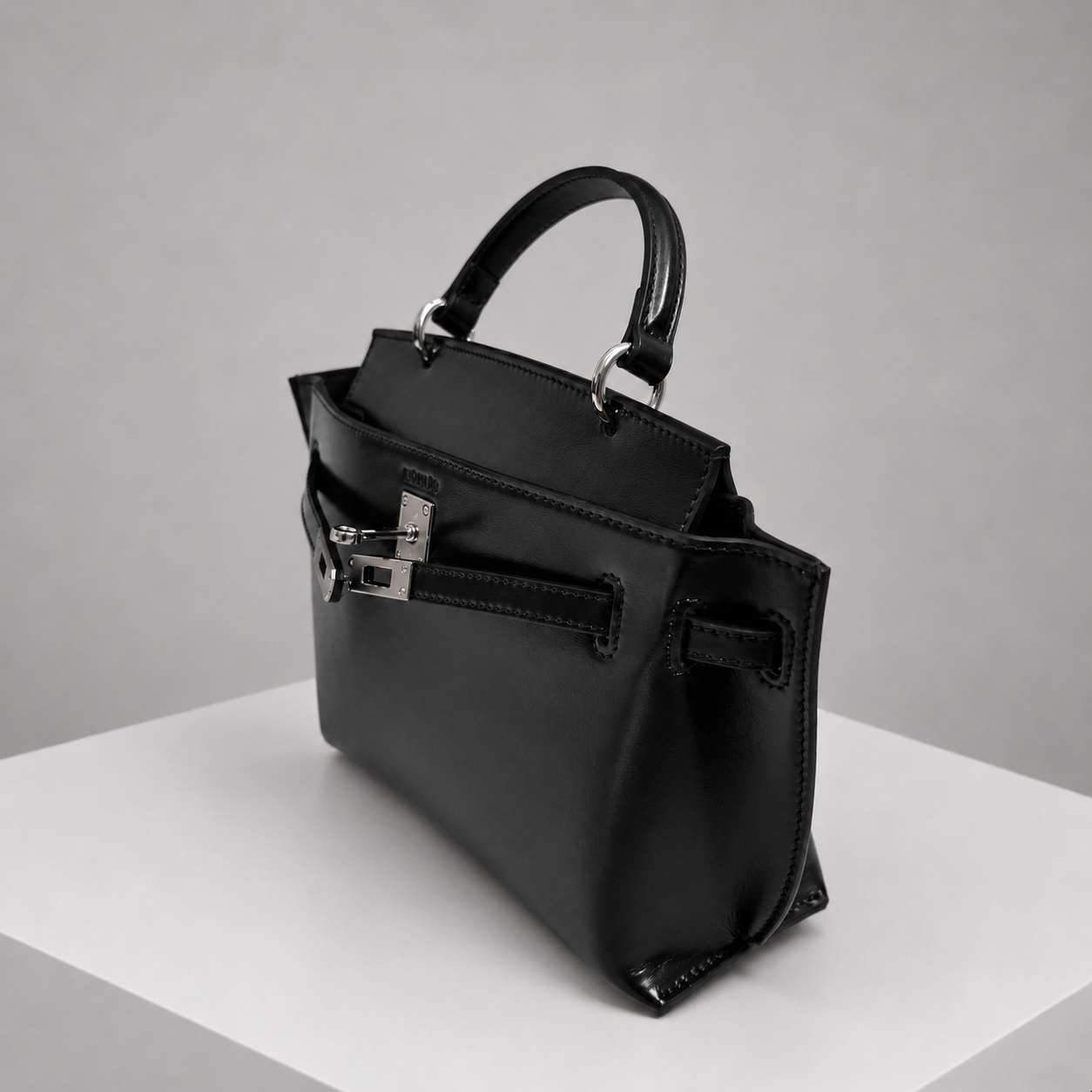 WU HAUS | Le H 30 Black Leather Top Handle Bag