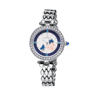 BLACK BY BLUE BRAVE | Butterfly Lovers 34mm Blue Dial Moving Butterfly Hands Silver Bracelet Watch