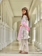 NIMBU | Gul Pink Girls Kurti With Pants Set In Cotton