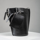 WU HAUS | Le Belt Black Lightweight Leather Bucket Shoulder Bag