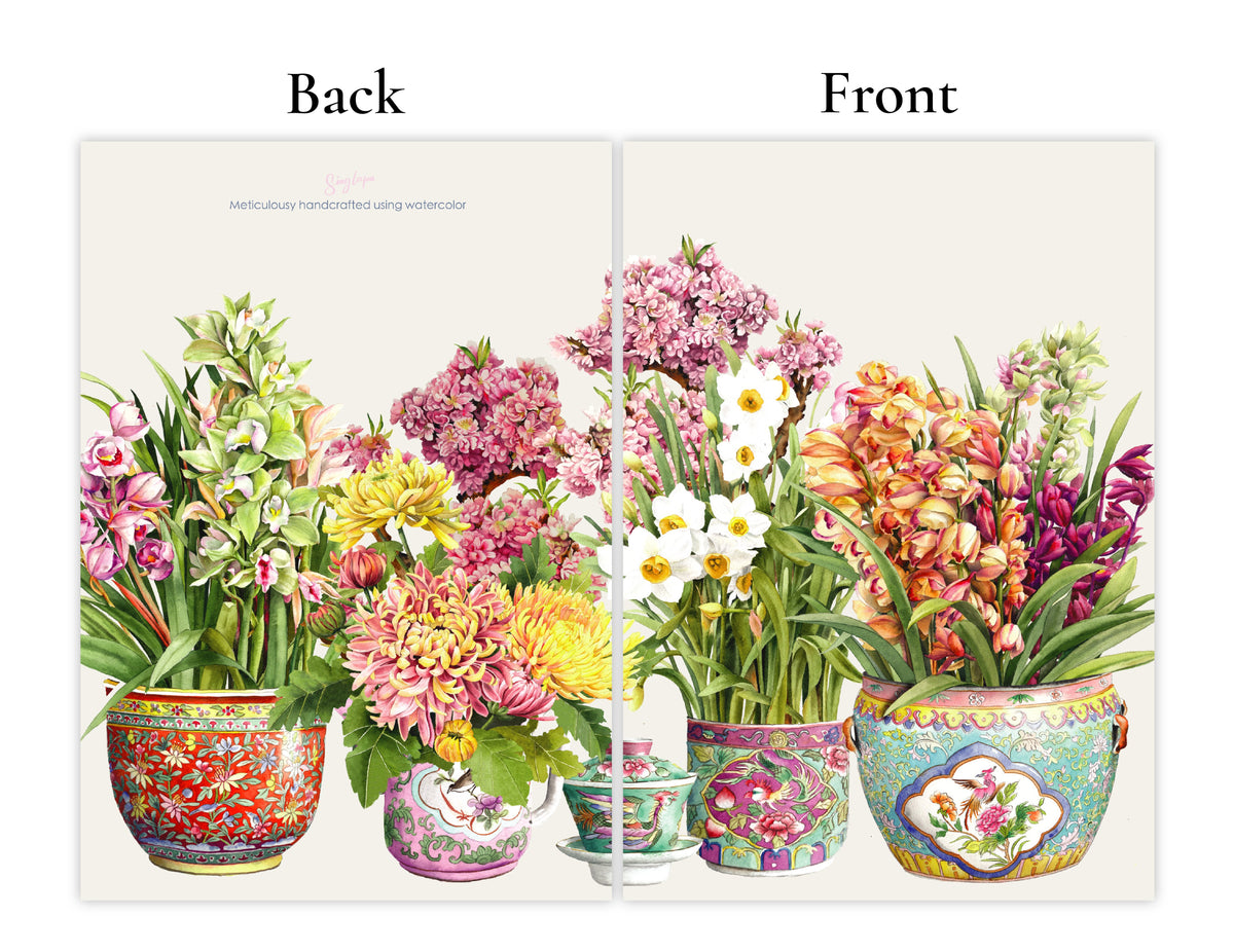SINGLAPA | Peranakan Porcelain With Flowers Greeting Card