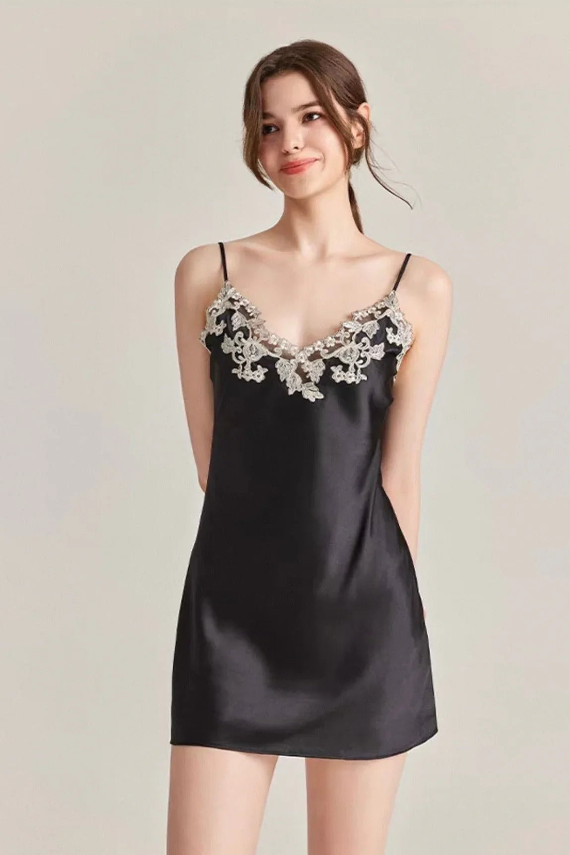 BELLS & BIRDS | Florentine Mulberry Silk Slip (Black)