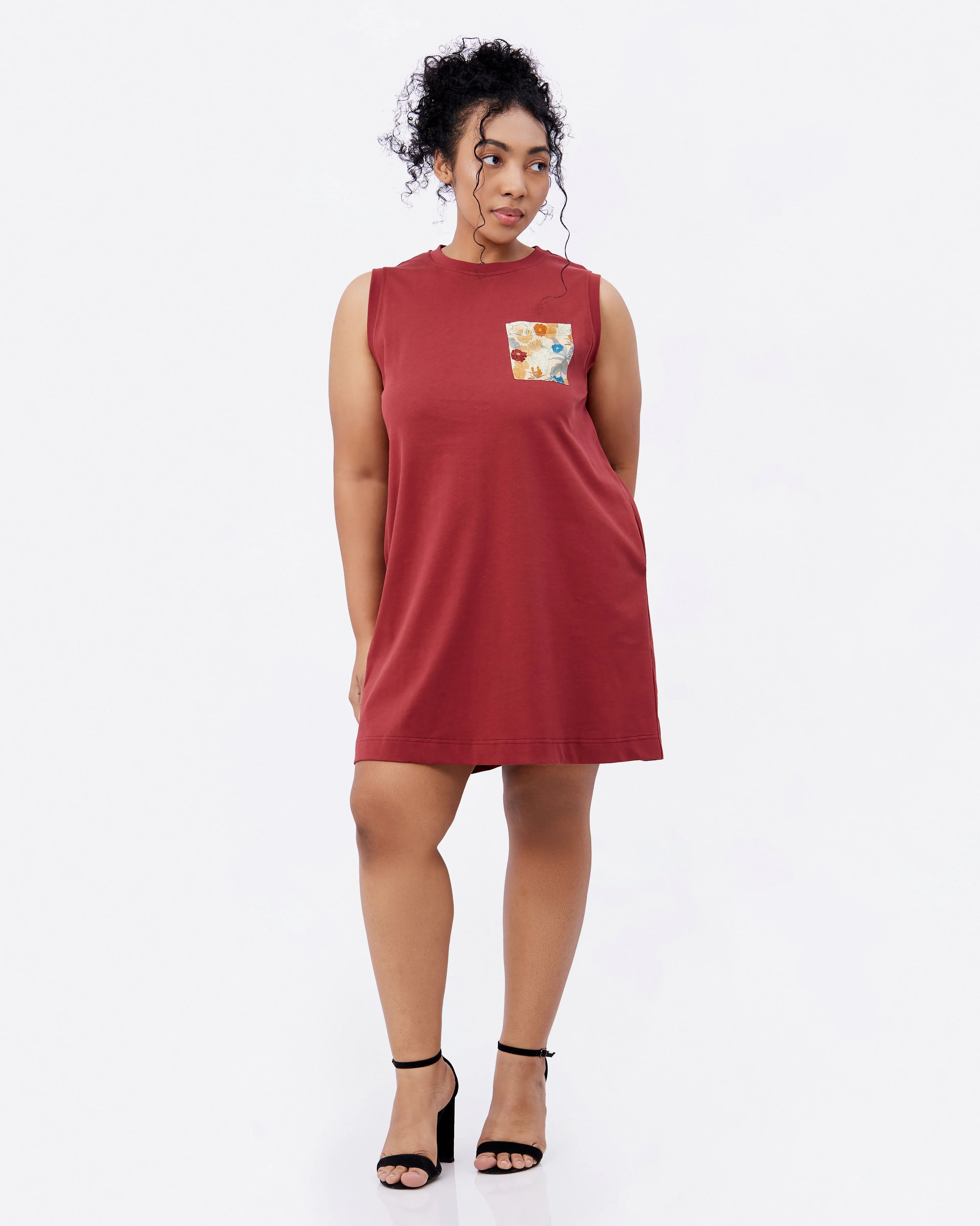 STUDIO QILING | Russet Cotton Jersey Tank Dress