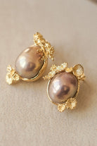 CREATIVE JEWELLERY STUDIO | Baroque Edison Pearl, Gold Plated Silver Stud Earrings by Satine Gems Jewelry