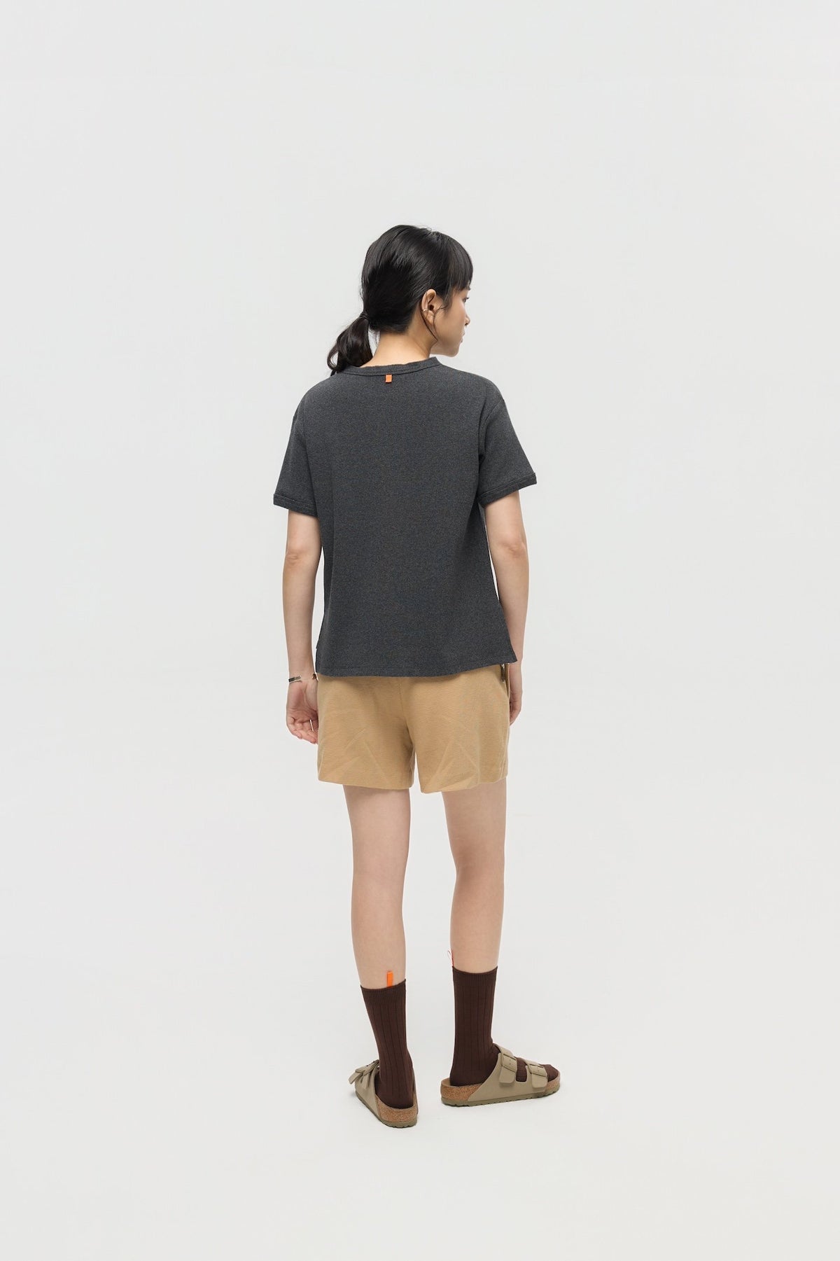 3EIGHTH | Military Henley Tee in Charcoal Marl