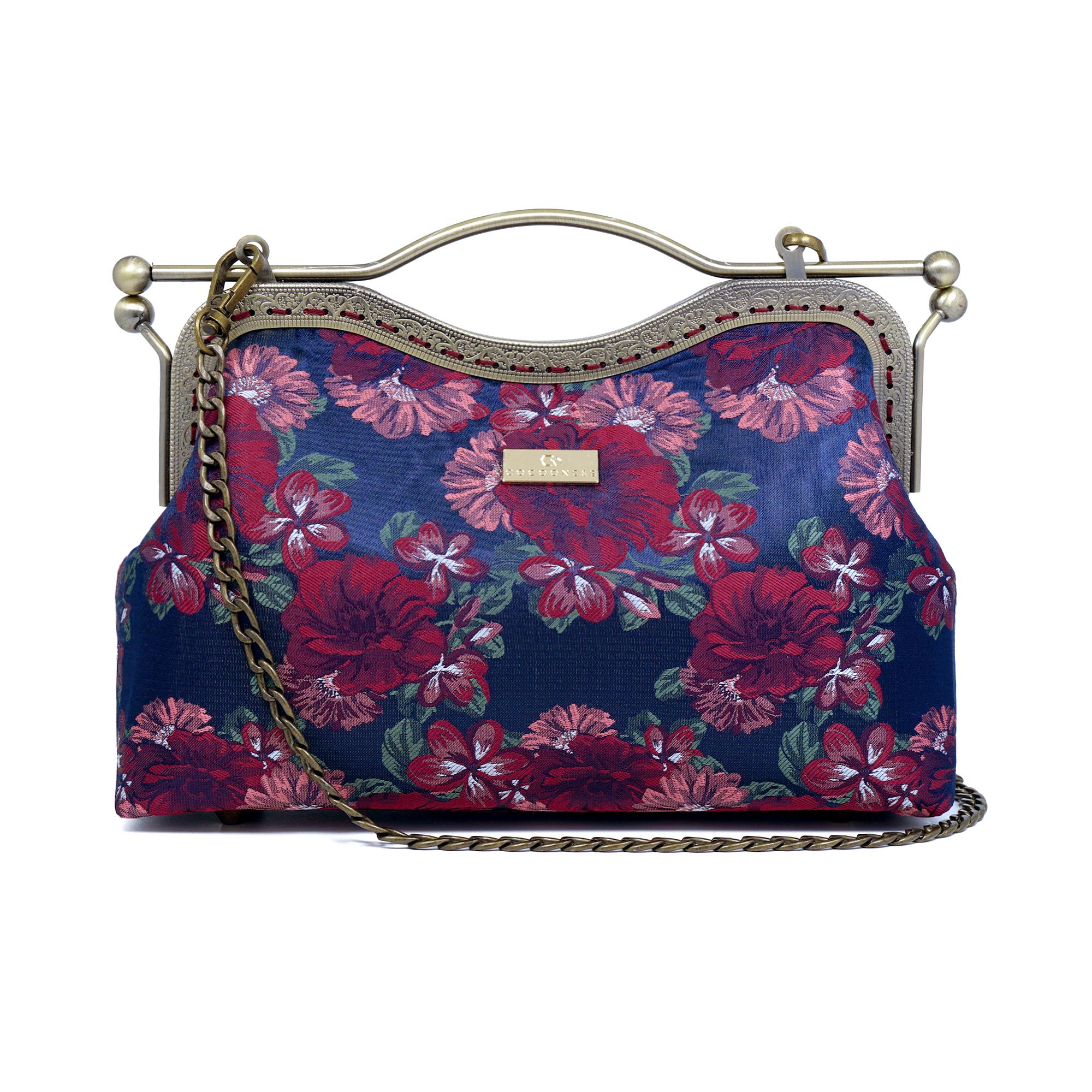 COCOONESE | Dual Lock Metal Handle Bag - Night Carnation