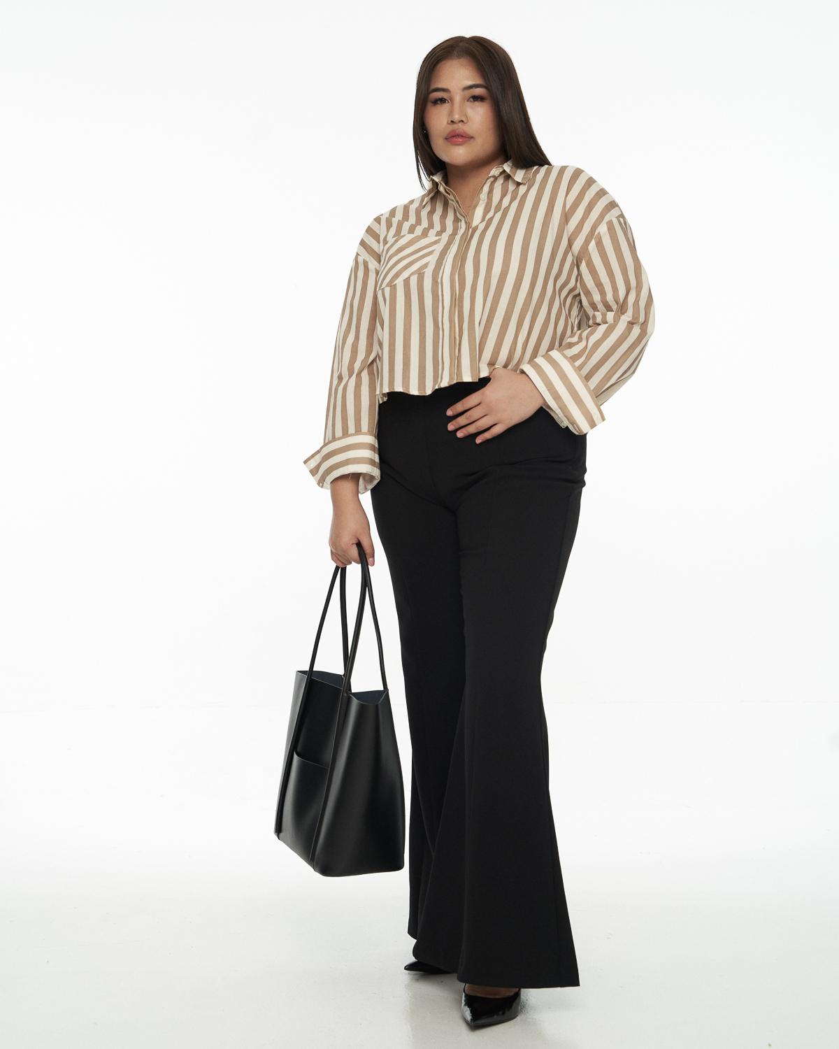DRESSINGPAULA | Cotton Striped Crop Shirt