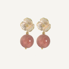THE ANTECEDANT STORE | E - Statement Strawberry Quartz White Flower Earrings