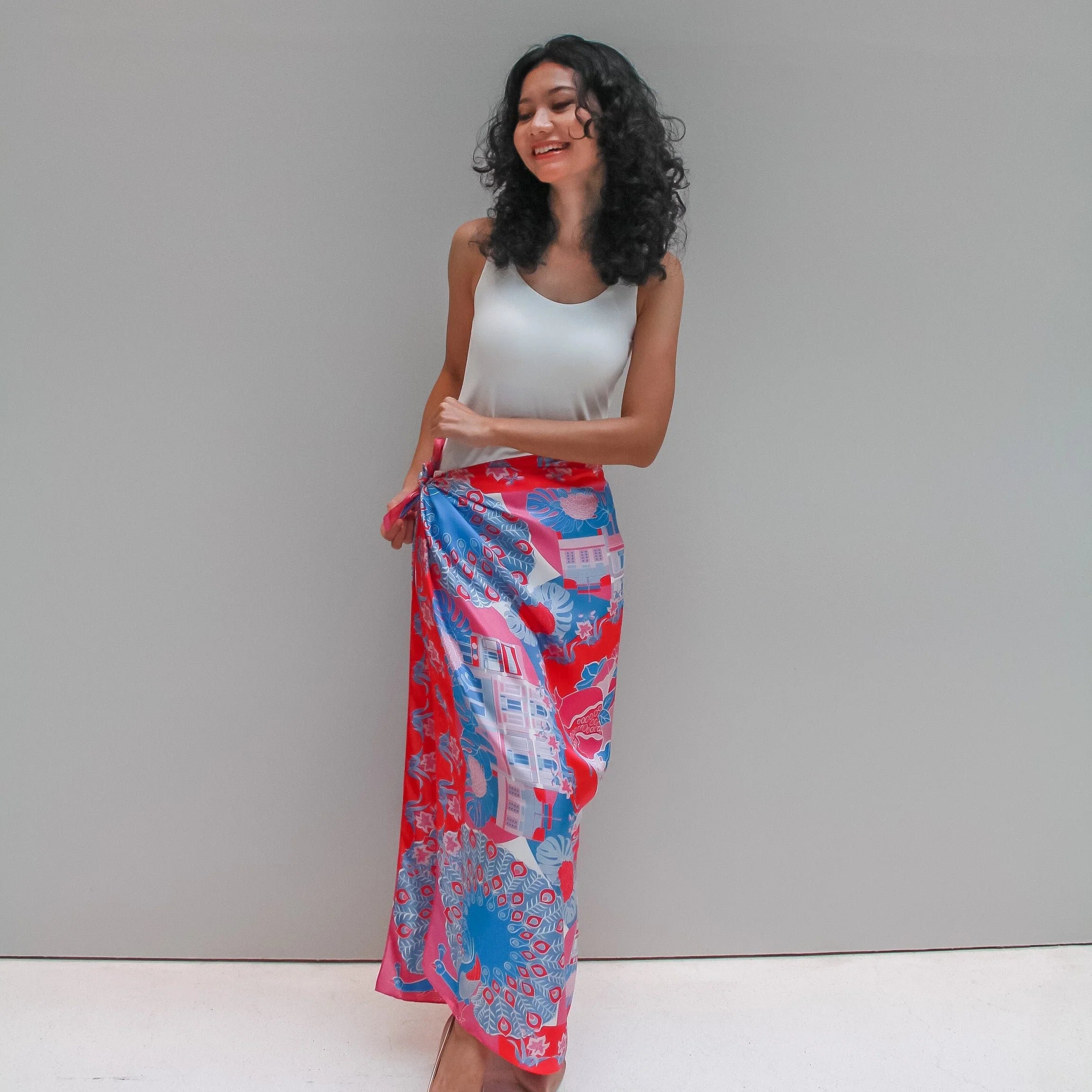 BINARY STYLE | Peranakan Epiphanies in Lilac 100% Premium Silk Scarf